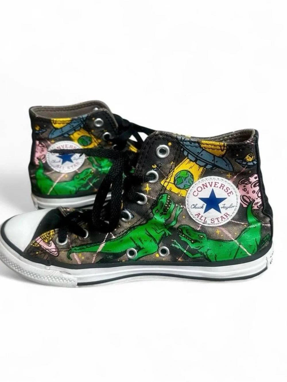 Converse Dinoverse Hi T-Rex High Top Shoes Sneakers Green Junior Size 2